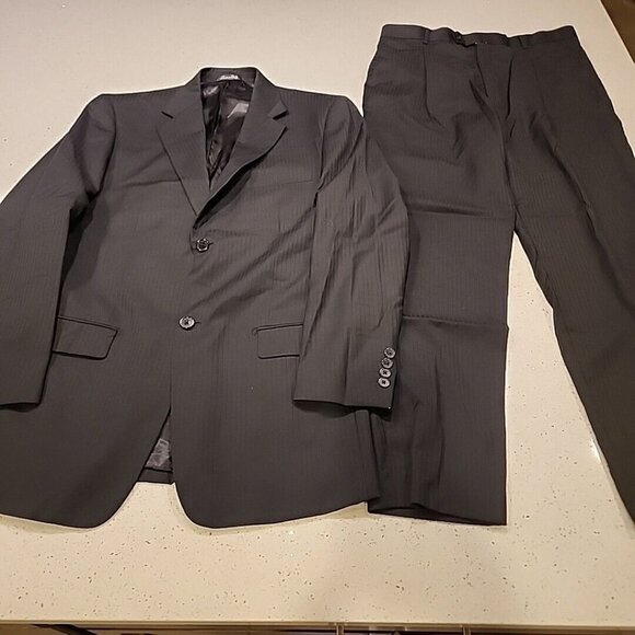 Acquaviva Sports Coat Jacket 40L Wool Navy Striped Made in Italy Pants 34
